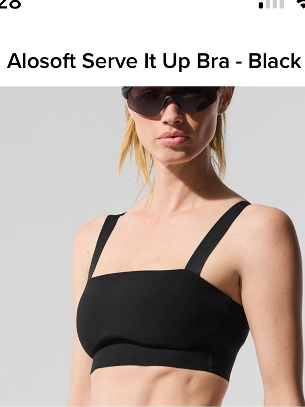 ALO Yoga Black Serve It Up Square-Neck Sports Bra